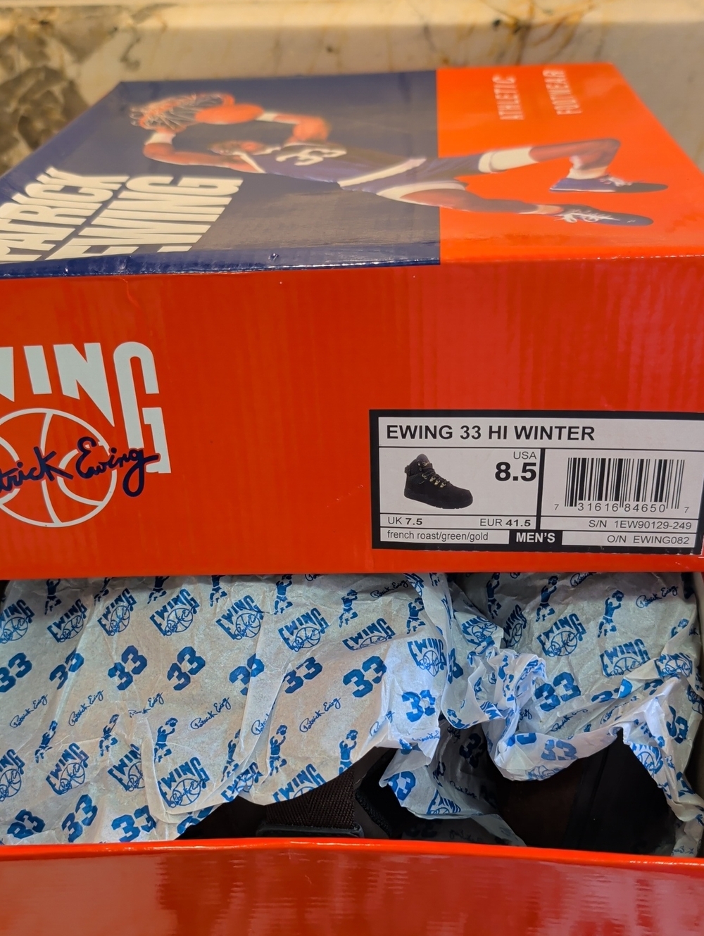 Rare Patrick Ewing 33 Hi Winter Mens Brown Basketball Sneakers Kicks Size 8.5 - Picture 10 of 11